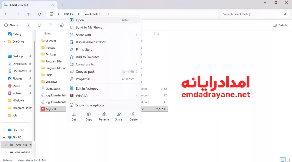 باز کردن انی دسک در سیستم